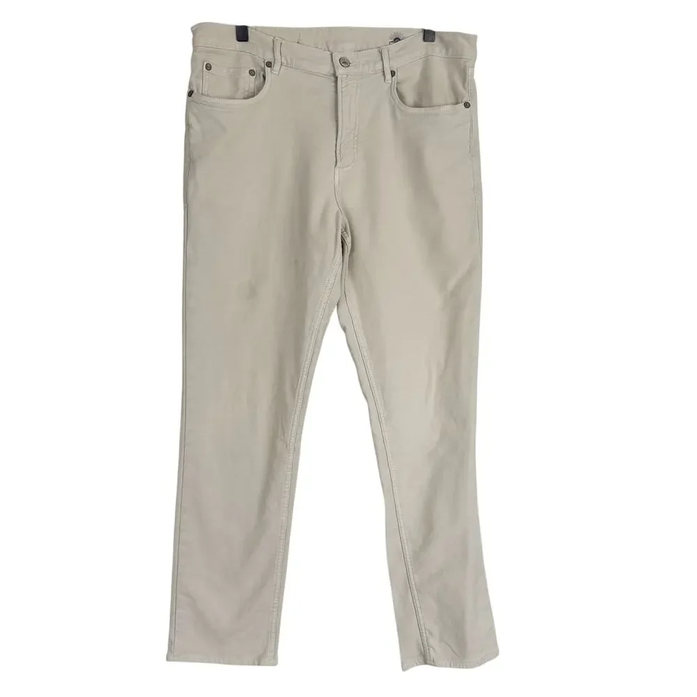 Faherty Stretch Terry 5 Pocket Pant Men's Khaki Beige - W34 L30 34x30